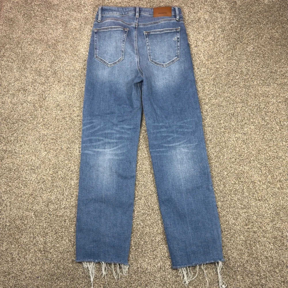 Hidden Jeans Los Angeles High Rise Straight Leg Raw Hem Blue Denim Size 27